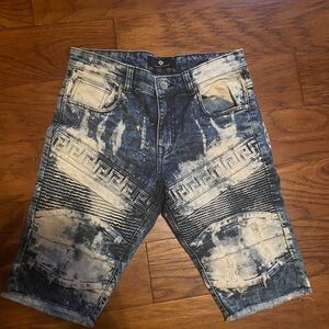 Stylish Blue and Cream Men's Shorts